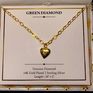 Genuine Green Diamond in 14K Gold Vermeil